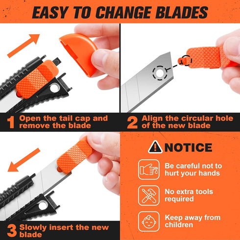 JOYUMY 20 Pack 10 18mm Utility Knife, Box Cutter Retractable, Box Knife for Cartons, Cardboard, and Boxes, Box Opener