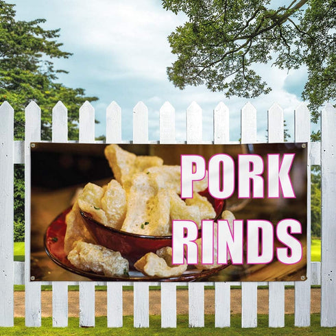 Fastasticdeals 4 Grommets 24x36Inches Vinyl Banner Multiple Sizes Pork Rinds Outdoor Advertising Printing E Restaurant