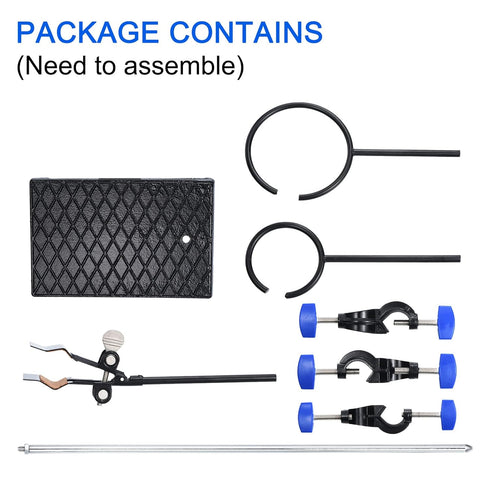 PATIKIL 24 Inch Lab Stand Set with 1 Flask Clamp & 2 Retort Rings, Black, for Chemistry Laboratory
