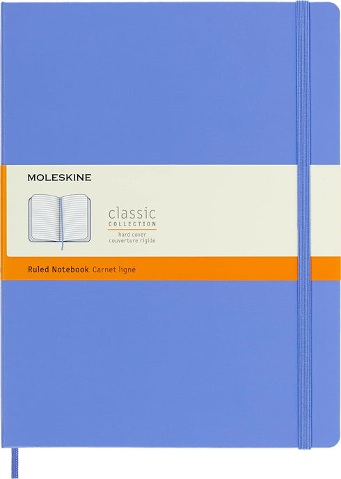 Moleskine Classic Notebook, Hard Cover, XL (7.5" x 9.5") Ruled/Lined, Hydrangea Blue, 192 Pages