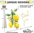 50 Pack Summer Whaline Lemon Gold Foil Thank You Cards Boxed Greeting Cards with Envelopes Stickers Yellow Lemon Flower