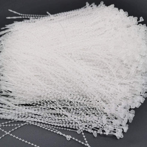 Pack of 1000pcs Snap Lock 5" Pin Adjustable Security Beaded Loop Tie Plastic Paper Price Tag Fasteners - White