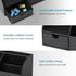 Vlando Black Leather Office Desk Organizer Caddy with Drawer for Storing Desktop Supplies and Accessories