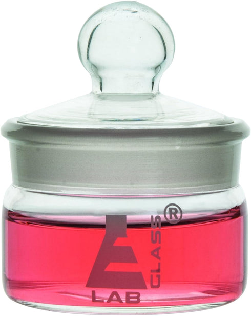EISCO Low Form Weighing Bottle, 35ml Capacity, Borosilicate Glass with Interchangeable Ground Stopper
