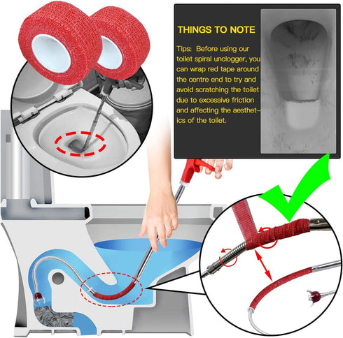 50 Inch Toilet Snake Drain Auger Cleaner Tool, Upgraded Grabber Unclogger Tool, Toilet Auger Clog Remover Tool