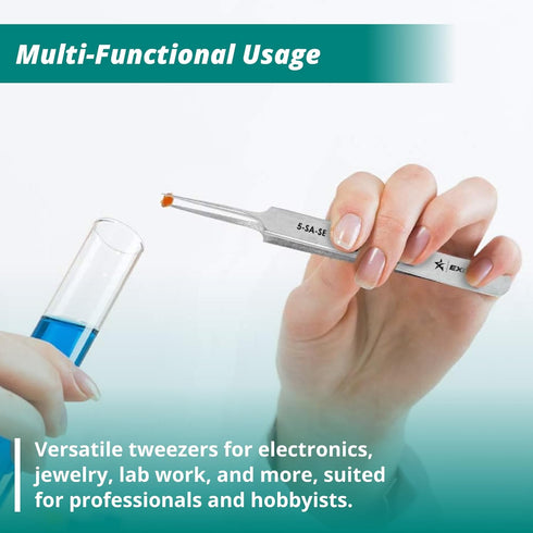 Excelta Ultra Fine Point Tweezers, Mini Straight Tapered, 4.25" Anti-Magnetic Stainless Steel