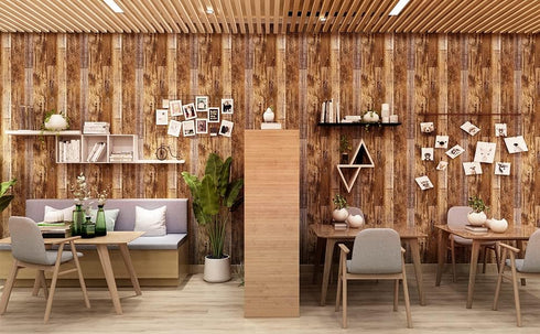 Yun-aeon Brown Wood Peel and Stick Wallpaper 17.3" x 120" PVC Self Adhesive for Wall Covering, Furniture, Kitchen DIY
