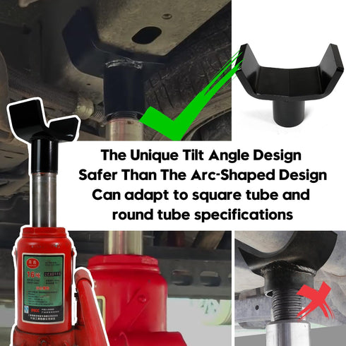 Bottle Jack Adapter for 12t Bottle Jack, Safe Steel Lifting Saddle for 3 Inch and 4 Inch Round & Square Axle Tube