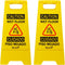 Caution Wet Floor Sign, 2-Sided Foldable Safety Sign (L:17.12in W:8.38in H:0.94in) Bilingual Yellow (2 Pack)