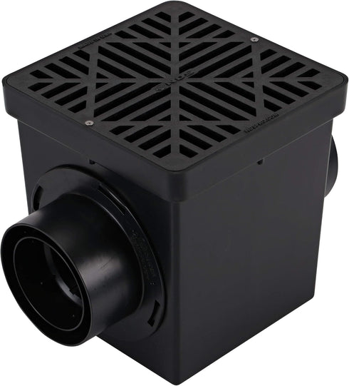 NDS 1244 Outlet Adapter for Catch Basin, Fits 3 in. & 4 in. Drain Pipes, Black
