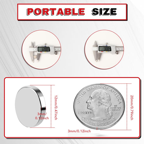 Refrigerator Magnets, 12x3mm Small Round Rare Earth Magnets, Tiny Strong Disc Magnets Neodymium, Mini Magnets for Crafts, DIY, Fridge, Miniatures, Whiteboard, Office, Dry Erase Board - 70 PCS