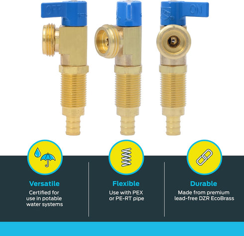 SharkBite 1/2 Inch Cold Crimp Washing Machine Valve, Brass Plumbing Fitting