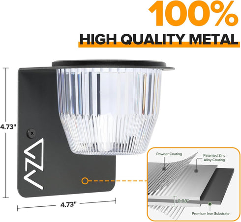 2 Pack 3 Solar Wall Lights Outdoor Waterproof, Metal Wall Lights + USB-C Powerd, Dusk to Dawn Solar Porch Lights