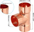 PATIKIL 1 1/8" ID 1mm Thick Tee Copper Fitting, 2pcs 3 Way Pure Copper Pipe Connector for Plumbing