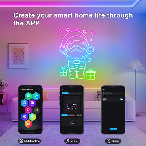 16.4Ft DBFAIRY Smart Neon Rope Light, RGB Color Changing IC Neon Rope Lights with App Remote Music Sync, Silicone