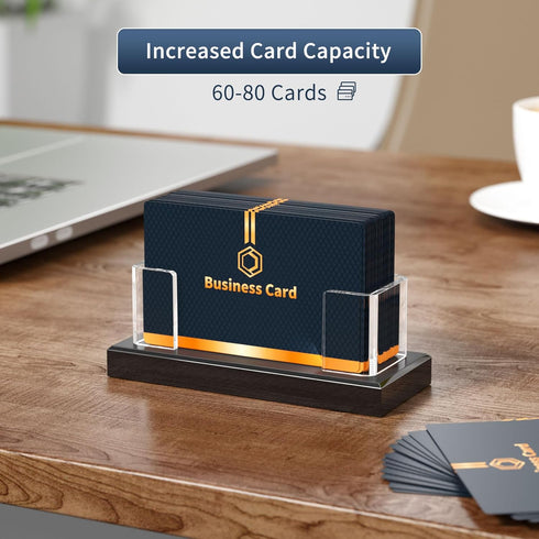 NIUBEE Acrylic Business Card Holder, Clear Plastic Display Stand for Desk, 2 Pieces Gift Card Organizer for Office