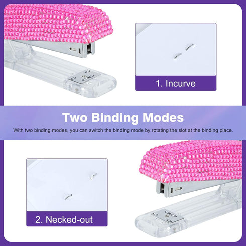 Pasted Diamond Crystal Handmade Bling Stapler for Office, School, or Home (Pink)