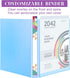 Fulmoon 12 Pcs 1 Inch 3 Ring Binder with 2 Interior Pockets, Round Rings, 3 Holes Binder Holds 175 Sheets, Snap Button