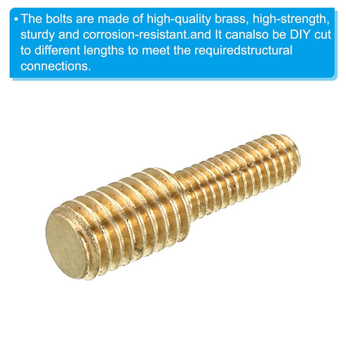 PATIKIL M4x10mm to M6x10mm Double End Threaded Stud Screw Bolt, 5 Pack Brass Rod Bolts for Furniture Fastener