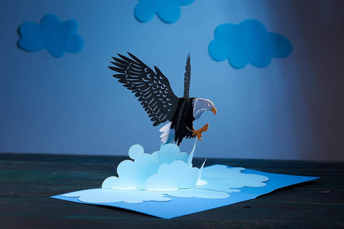 CUTE POPUP 4th of July Cards, 3D Unique Bald Eagle Card, Independence Day Pop Up Card for Family and Friends