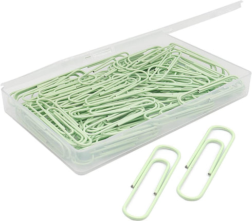 Large Paper Clips - Jumbo 50mm, 2 inches, Smooth, 100 Pcs/Box (Light Green)