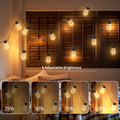 20 Bulb 14FT 100 Bulbs Hanging Battery Operated String Lights, LED Vintage Battery Outdoor Lights, Waterproof Indoor