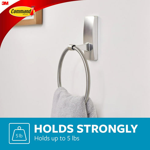 Command Command 5 lbs Hand Towel Holder Satin Nickel with Water Resistant Strips, Rust Resistant Bathroom Organizer