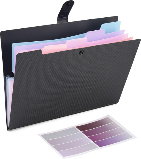 Expanding File Folder - 5 Pocket Cute Folders with Labels - Letter Size Accordion File Organizer for Documents