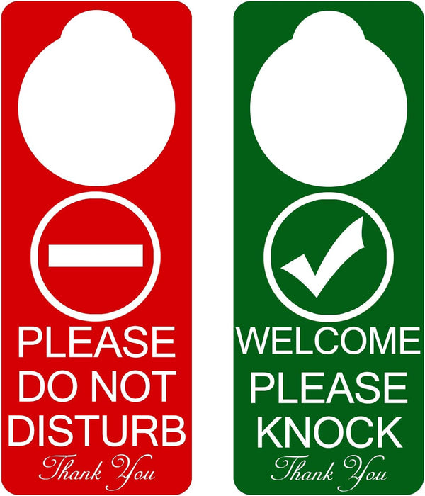 Do Not Disturb Door Hanger Sign, 2Pack Double Sided Please Do Not Disturb and Welcome Please Knock, 9 X 3 inches