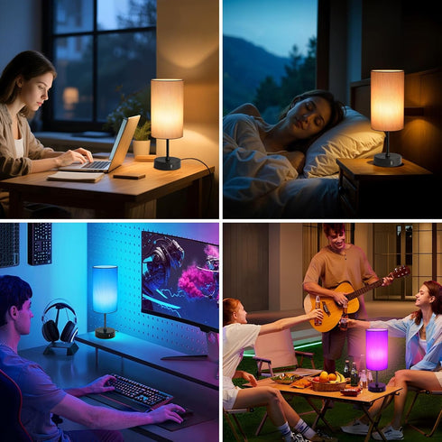 Unicozin 17Inch 3 7 Dimmable Table Lamp for Bedroom, Touch Control Bedside Lamp for Reading, CCT & RGB Color Changing
