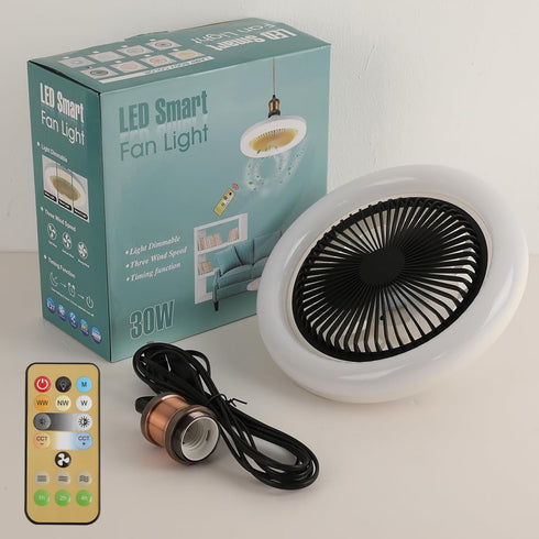 9.84ft socket fan light Plug in Ceiling Fan With Light and Remote Control Comes with Plug Cable,Enclosed Small Screw
