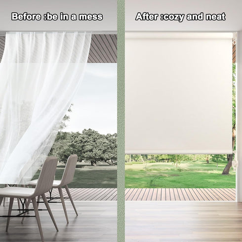 New Bungee Kit + End Caps, Universal Replacement Mounting Brackets for Outdoor/Indoor Roller Up Blinds (Beige, 2-Pack)