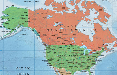 World Premier Wall Map Poster Mural by Swiftmaps, 24h x 36w