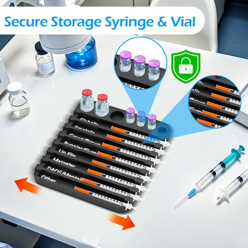 BQDQYBS 8 Aesthetic Practitioner Syringe Tray with Slots Label, Vial Holder/Syringe Tray Combination for Aestheticians