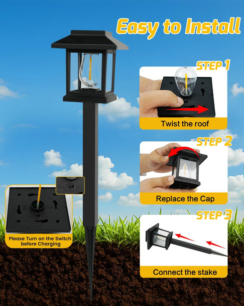 Albelt 2 Pack Solar Pathyway Lights Outdoor, Waterproof Solar Garden Lights with Auto On/Off, Landscape Lighting