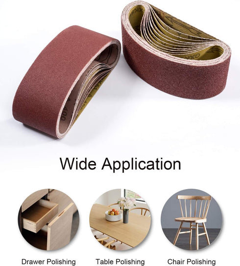 S SATC 3x18 Sanding Belts, 20PCS Belt Sander Paper Aluminum Oxide for Wood Metal Paint Sanding
