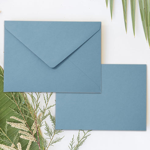 Whaline 50Pcs Dusty Blue A7 Invitation Envelopes Set, V-Flap Gift Card Sleeves for Mailing, 7.3x5.3 Inch