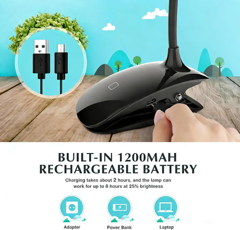 Generic 15 LEDs Stepless Adjustable Brightness & Color (Warm/Cool White), Eye-Care, Touch-Sensitive Switch Clip Reading
