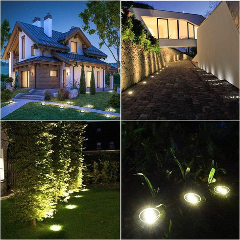 Rayolon (4 Pack Solar Ground Lights, Waterproof Solar Garden Lights, Upgraded Outdoor Garden Waterproof Bright