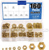Glarks 160Pcs Metric M2 M2.5 M3 M4 M5 M6 M8 M10 High Strength Brass Hex Nuts Assortment Kit