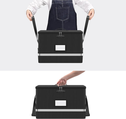 Fireproof File Box with Lock, 5200°F Document Storage Organizer for Hanging File Folders, Collapsible Box, Reflective