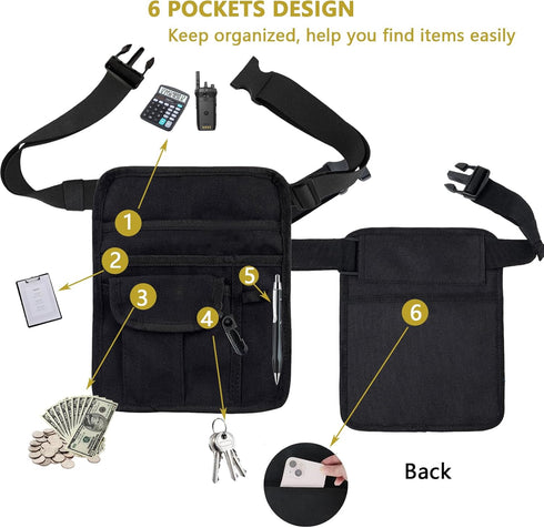ZMD Server Apron Waist Pouch, Restaurant Waitress Apron with Pockets Utility Belt Women Work Apron Waist Pouch