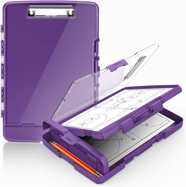 Sooez Original Clipboard with 2 Storage & Pen Holder, Heavy Duty 8.5x11 Clip Boards, Clearview Dry Erase Coach Clipboard