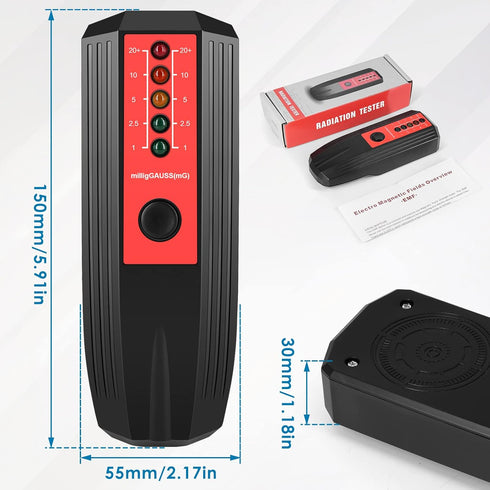 EMF Meter, Electromagnetic Field Radiation Detector, Battery Powered EMF Reader for Ghost Hunting, Industrial Testing