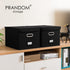 PRANDOM File Organizer Box - Set of 2 Collapsible Decorative Linen Storage with Lids for Office Cabinet (Black)