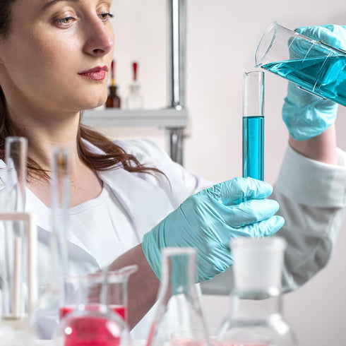 PATIKIL 25ml Graduated Cylinder, 3.3 Borosilicate Glass with Stopper, Clear, Blue Graduations for Lab Use