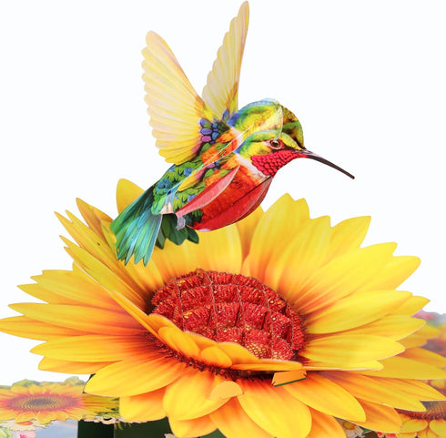 Hummingbird 3D Sunflower Mother's Day Cards, Pop Up Birthday Card for Women, Mom, Wife, Daughter, Her, Sister