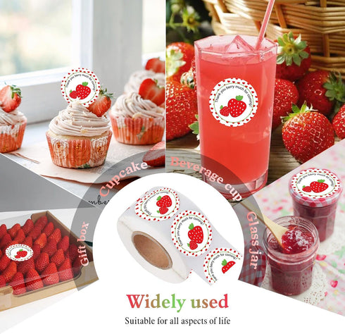 Strawberry Thank You Sticker Labels, 2 Inch Thank You Berry Much for Coming Stickers - 250 Pcs Birthday Party Favors