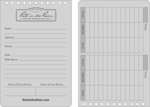 Rite in the Rain Weatherproof Top Spiral DOPE Logbook, 4" x 6", Black Cover, 2 Pack (No. D746L2)