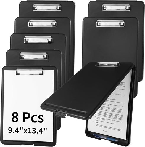 8 9.4 13.4 Pcs Clipboards with Storage - x Plastic Nursing Clip Boards, Sturdy File Storage Compartments with Pen